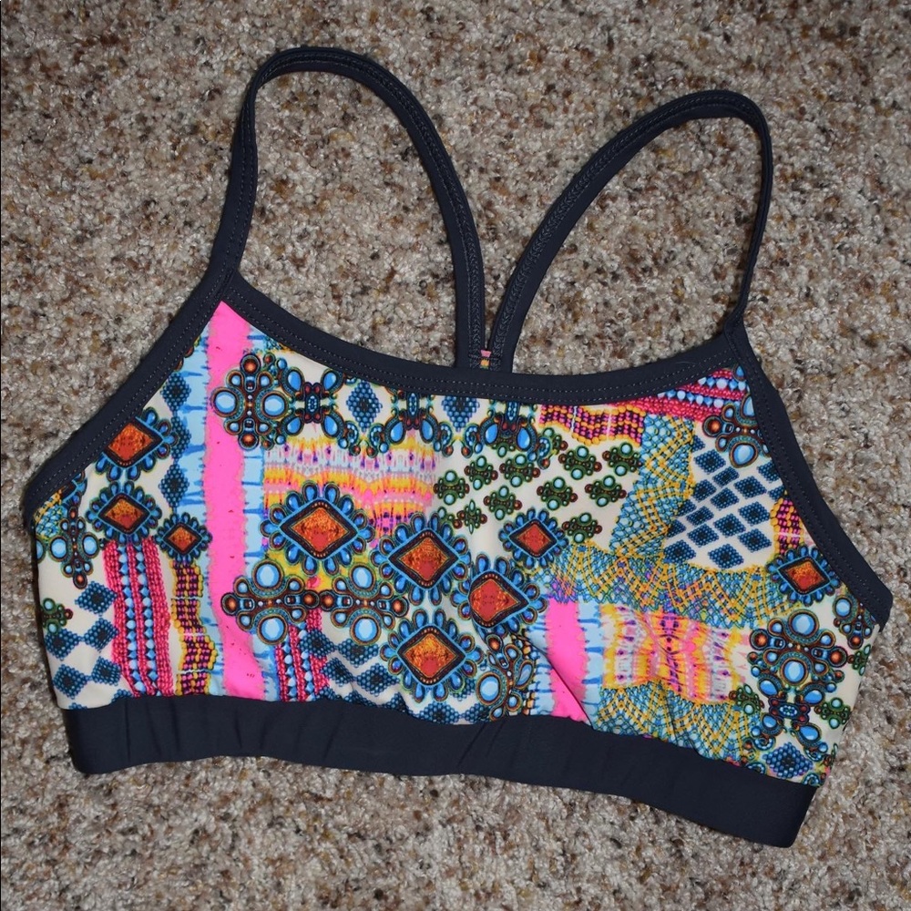 rox bikini top/sports bra, never worn, size medium(FITS A SMALL!!)